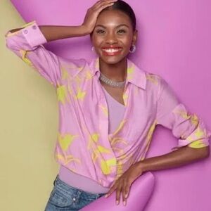 Cabi Drift Pink and Yellow Women's Top